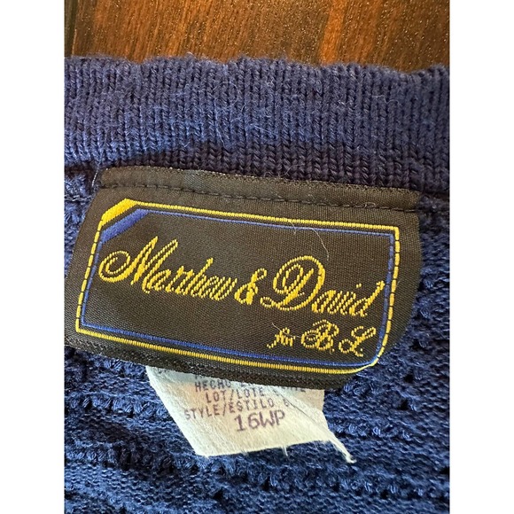 Matthew & David Vintage Pointelle Button Up Women’s Blue Cardigan Sz 16W Petite - Picture 2 of 5